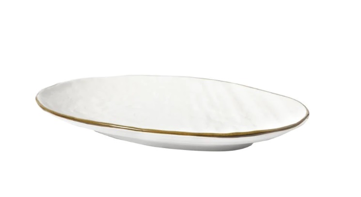 Vassoio ovale in gres bianco - Linea Mediterraneo - 36x21x5 cm - Novita Home