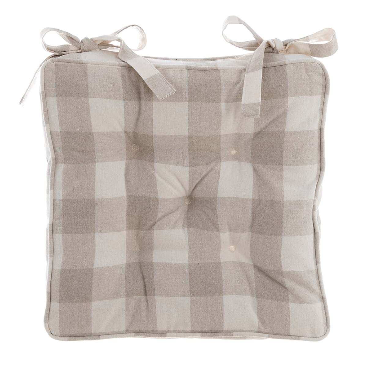 Cuscino da sedia polifilled tortora a quadri Bolgheri - 40x40 cm - Blanc Mariclo