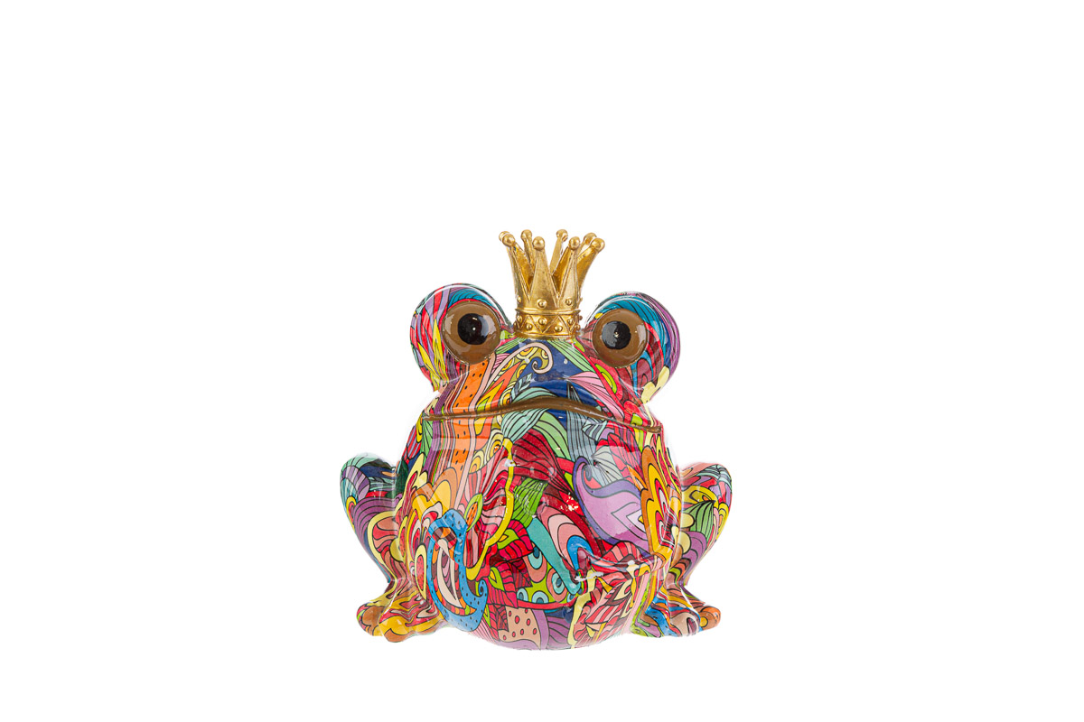 Salvadanaio frog in resina multicolor - 13,5x10,5x13,5cm - Le Stelle