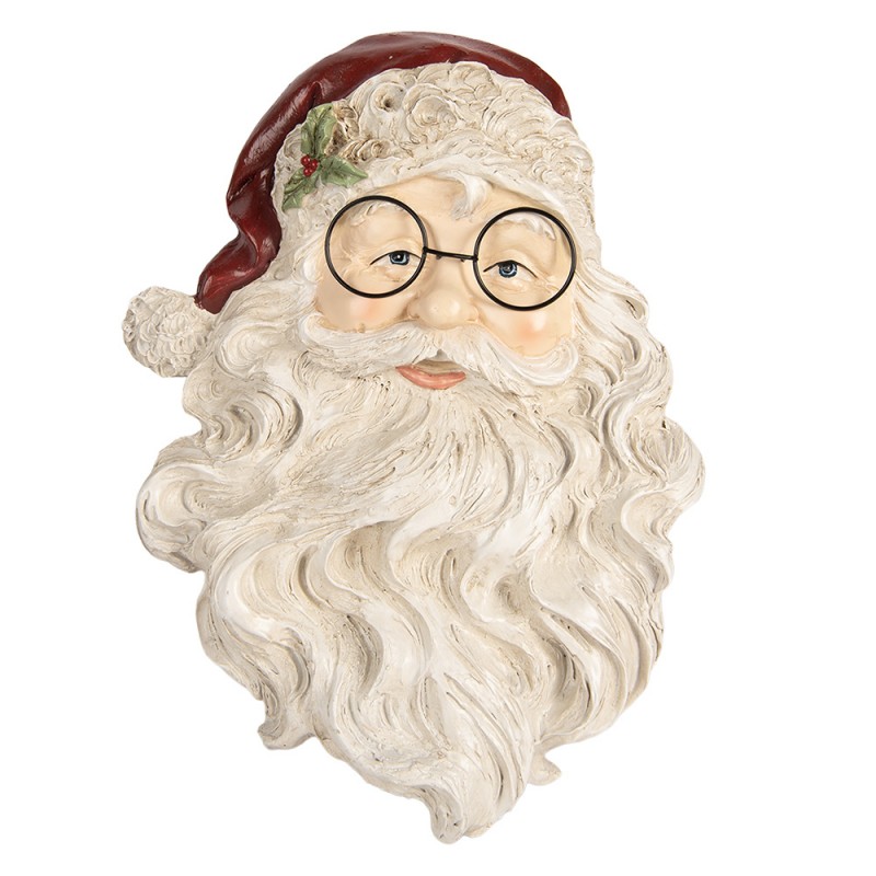 Decorazione murale in resina Babbo Natale con occhiali - 23x5x31 cm - Clayre e Eef