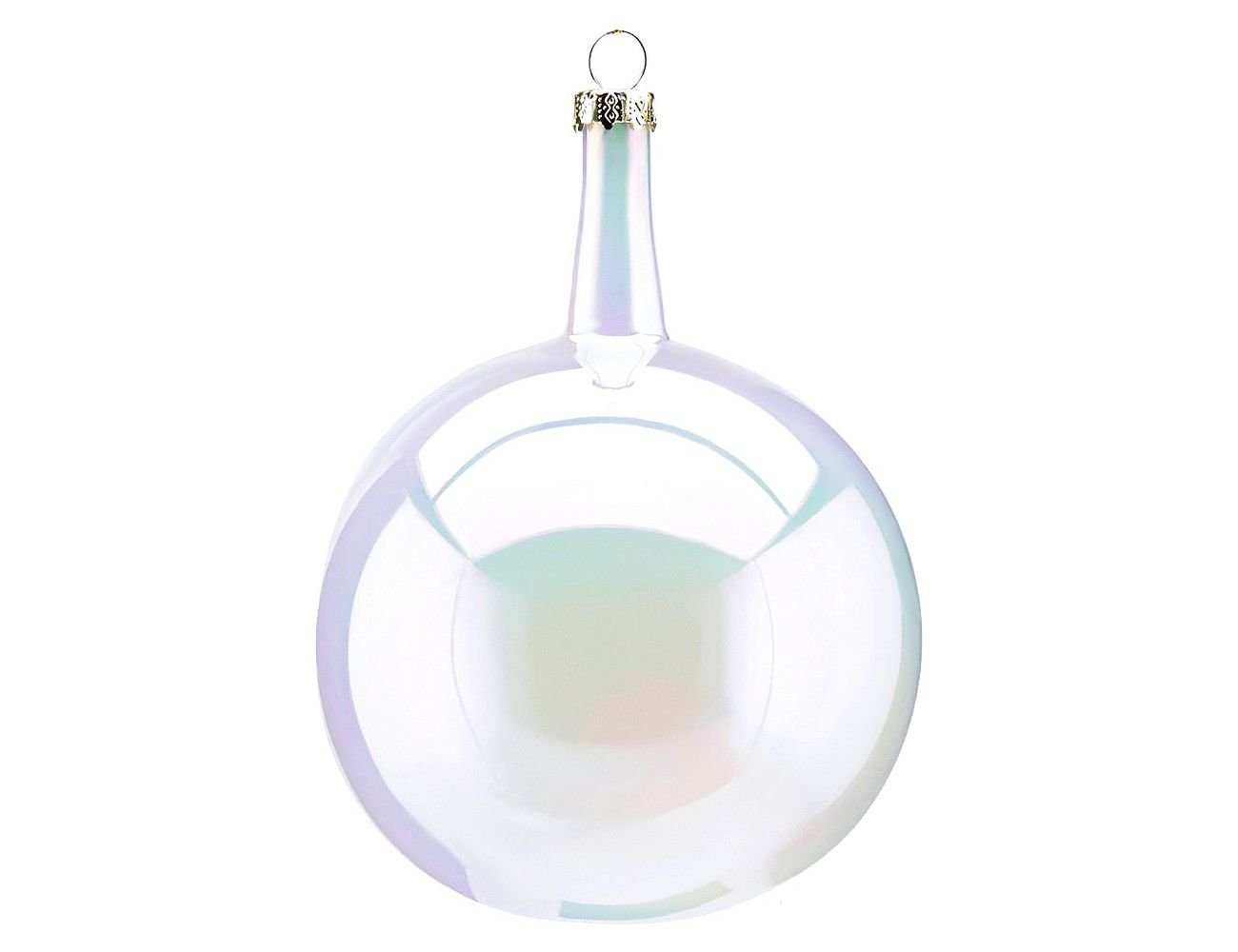 Decoro in vetro sfera bianco opalescente  con collo - diam 12 cm - EDG