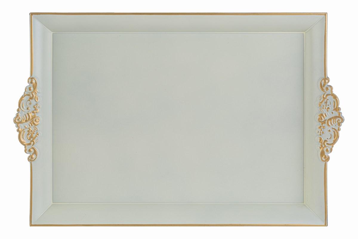 Vassoio natalizio in melamina panna/oro - 40x26 cm - Le Stelle