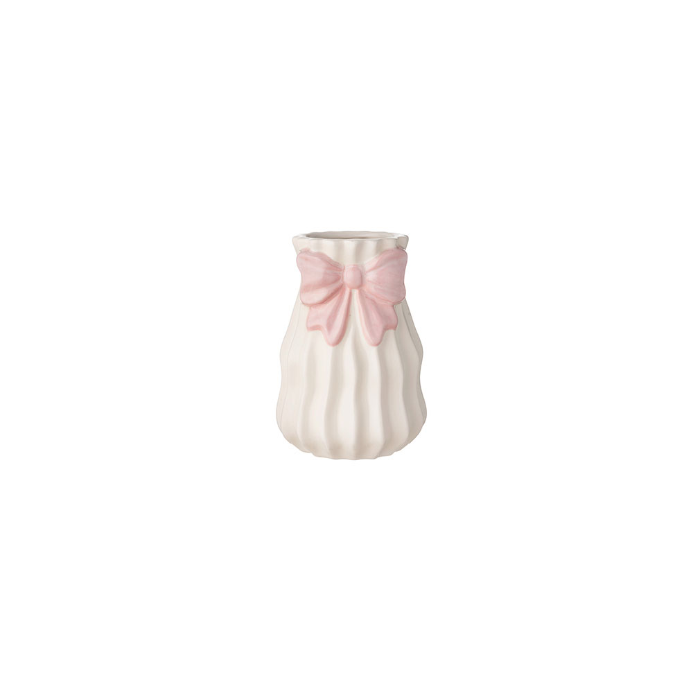 Vaso con fiocco rosa in ceramica - H.20.5x14 cm - L'Arte di Nacchi