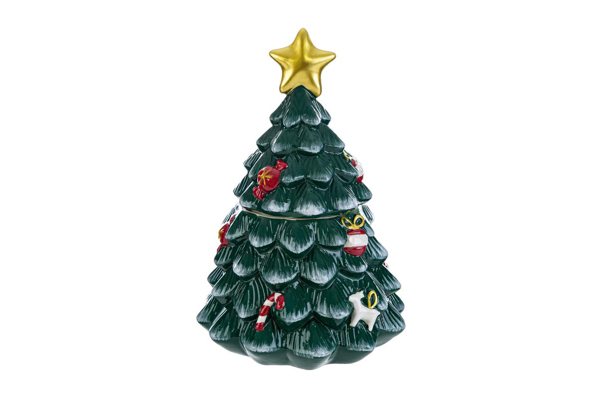 Biscottiera ceramica albero di natale - 17x17x25 cm