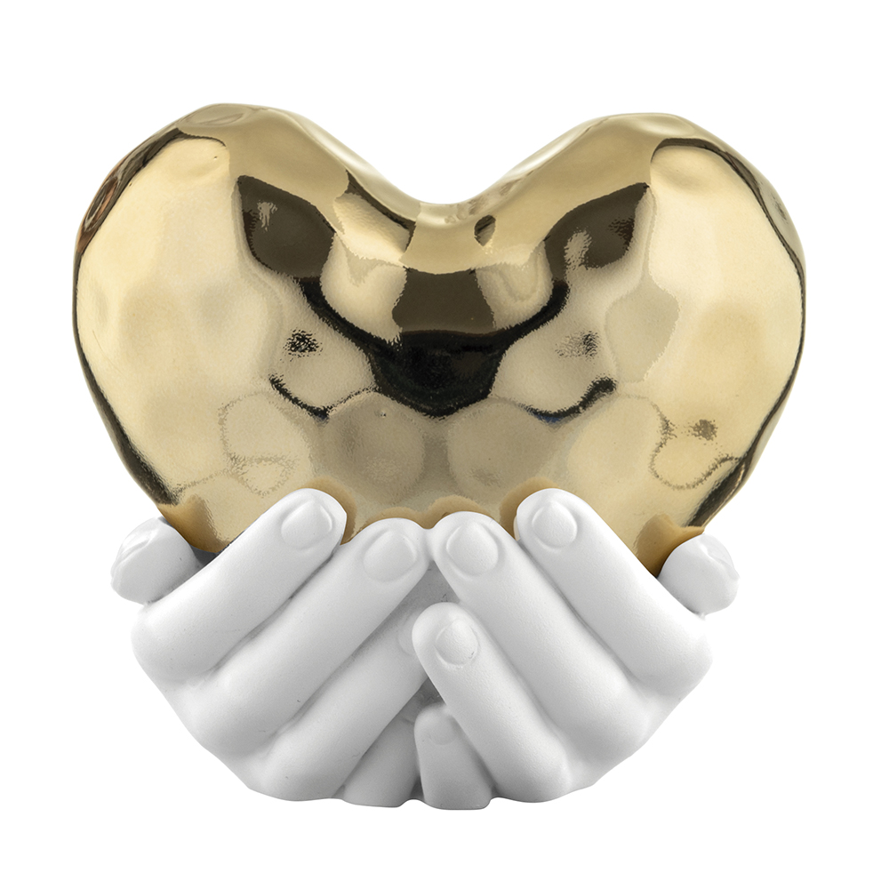 Scultura cuore oro fra le mani - 25x24 cm - Bongelli