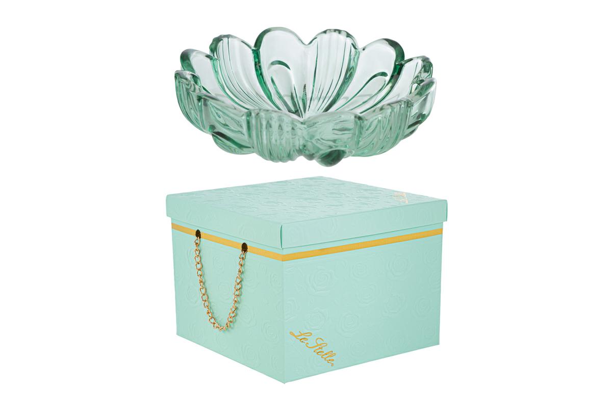 Coppetta fiore in vetro verde menta c/box - diam.14 cm - Le Stelle