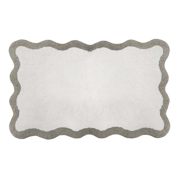 Tappeto rettangolare in cotone bianco c/bordo beige - 50x80 cm - Blanc Mariclo