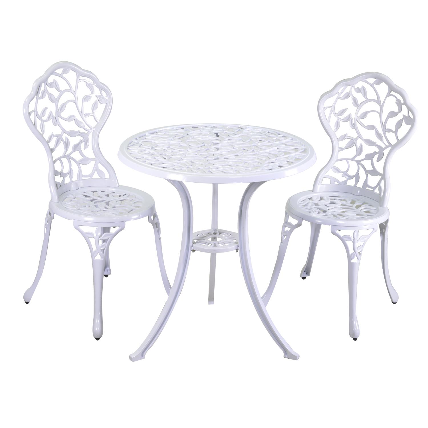 Tavolo rotondo in alluminio pressofuso Volterra bianco con 2 sedie - Vacchetti