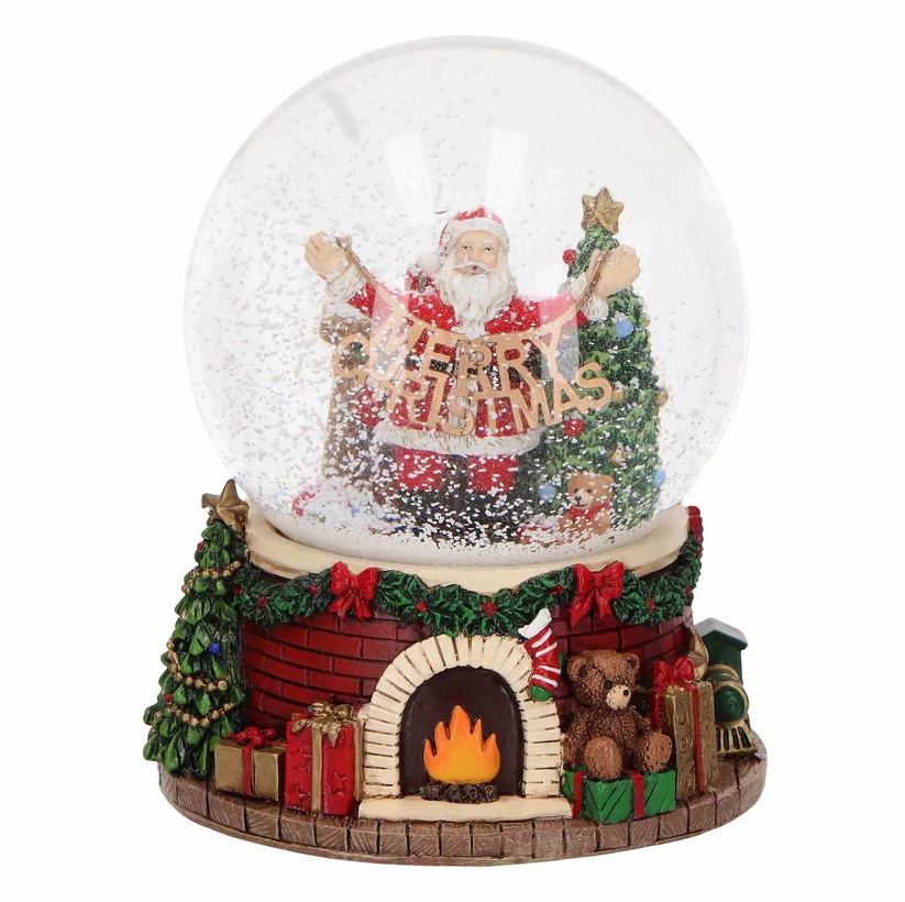 Carillon palla di neve con Babbo Natale Merry christmas - H.16x13 cm - Timstor