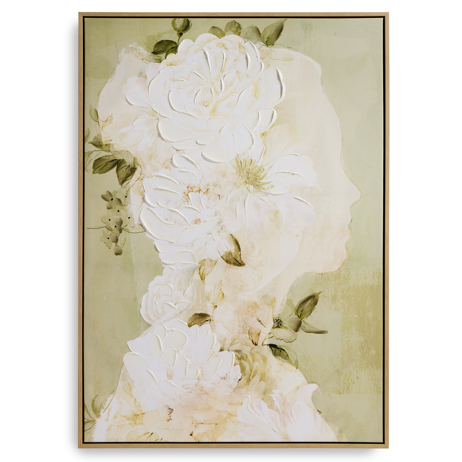 Quadro dipinto su tela con ritocchi dipinti a mano profilo donna - 70x100 cm - Henriette