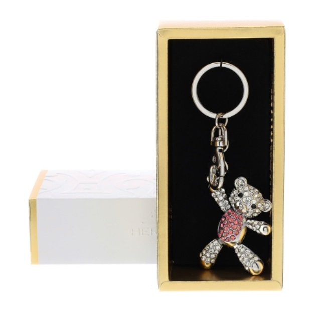 Portachiavi orsetto gioiello argento c/astuccio - 2 varianti - 5x13 cm - Hervit