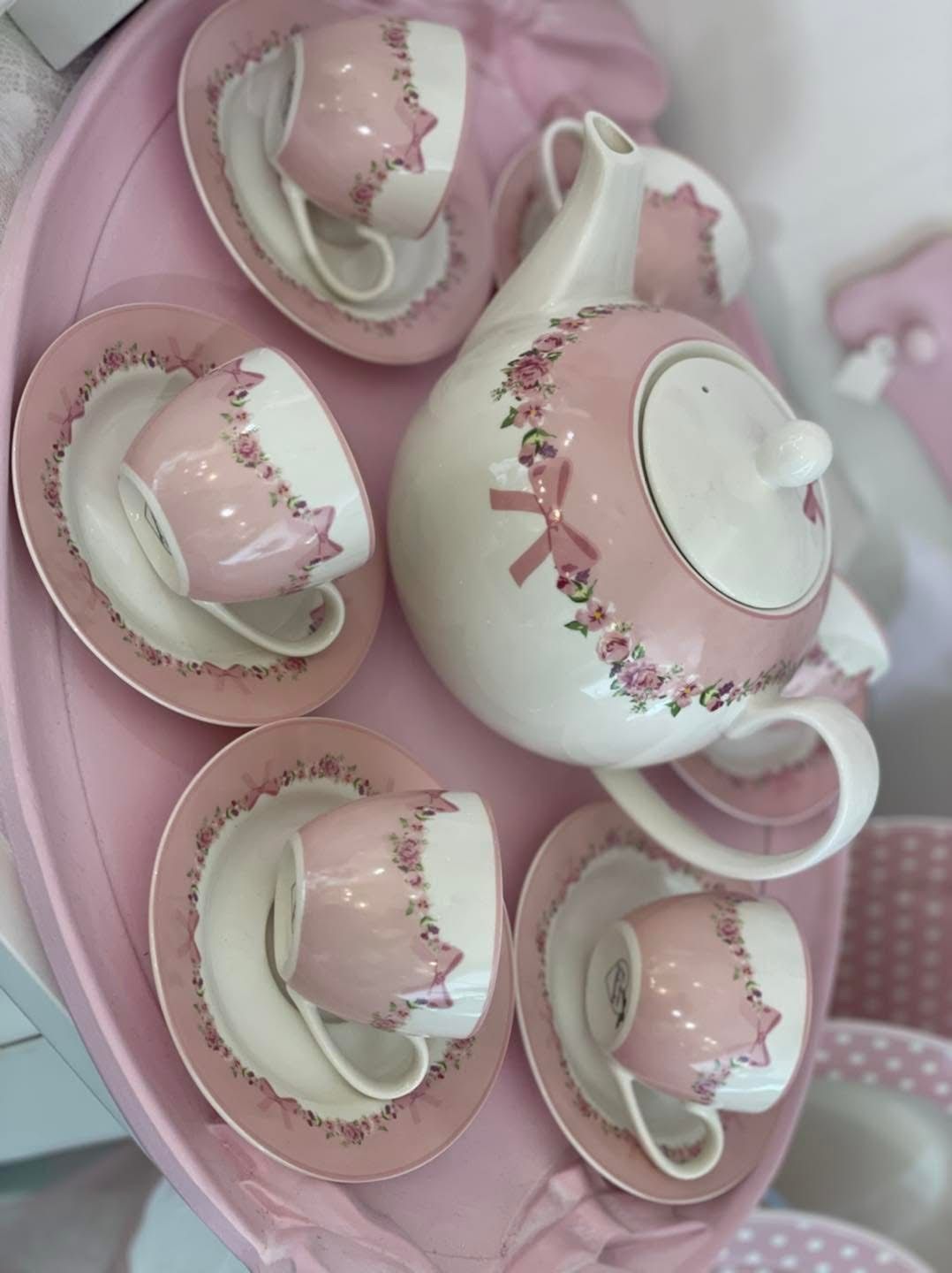 Tazza Da Caffè In Ceramica Con Manico A Fiocco Rosa - 350 Ml, Grande, Elegante, Donna - 3