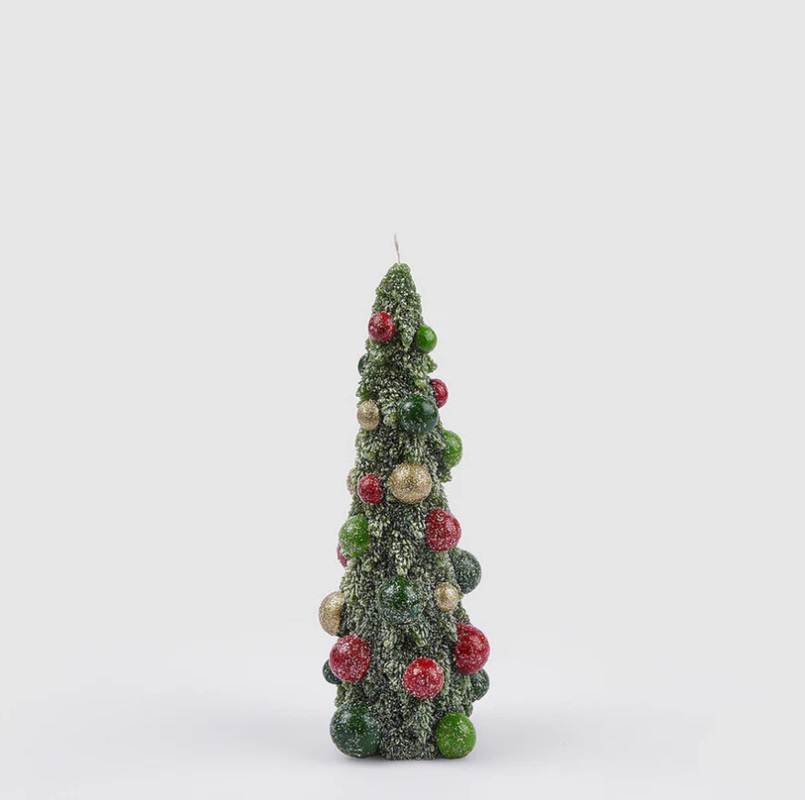 Candela pino decorato - H. 24x9 cm - EDG