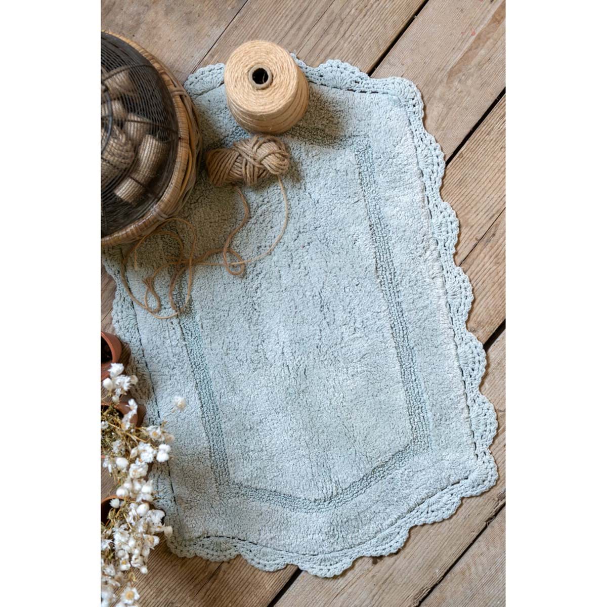 Tappeto in cotone con crochet