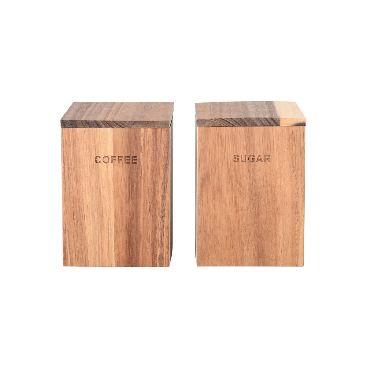 Barattolo ermetico in legno di acacia Zucchero/Caffe - 10x14 cm - Estia