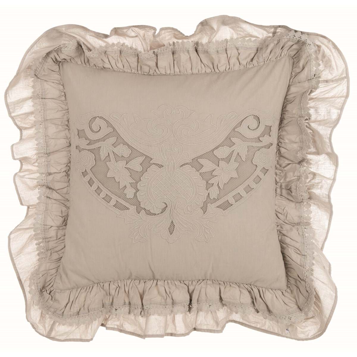Cuscino con gala in cotone - 45x45 cm - Blanc Mariclò