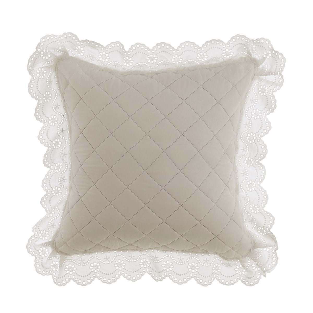 Cuscino arredo con gala in pizzo sangallo - Linea Estate di Sangallo - 2 varianti -  45x45 cm - Blanc Mariclo