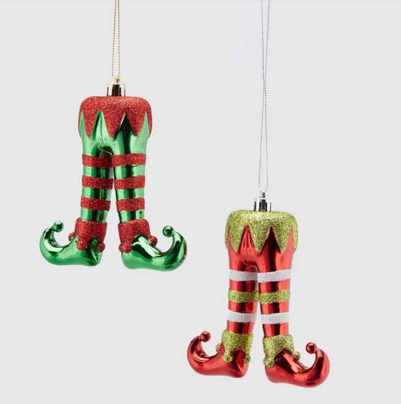 Decorazione da appendere calze elfo in plastica - 2 ass - H.11 cm - EDG