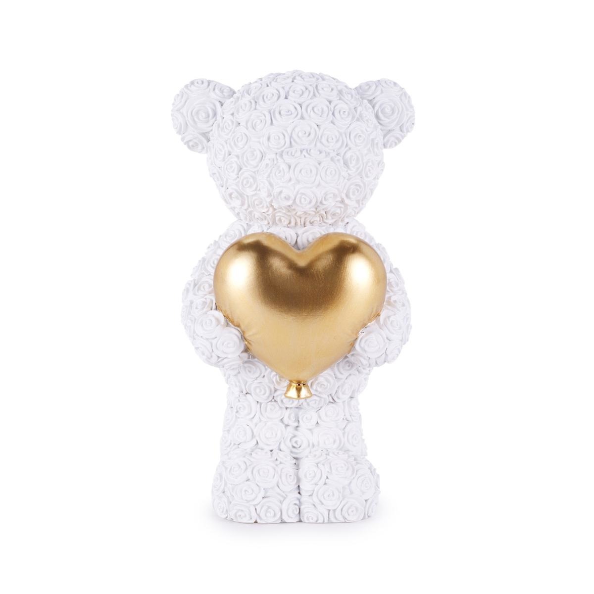 Orsetto BIANCO in resina con cuore - H.16X9 - Henriette