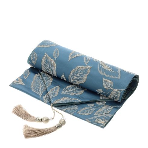 Runner c/nappe blu oro Foliage c/astuccio regalo - 33x180 cm - Hervit