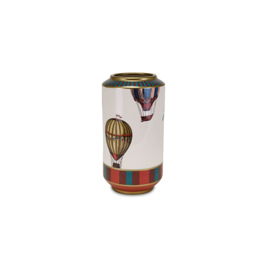 Vaso in ceramica con mongolfiere - H.34 cm - Henriette