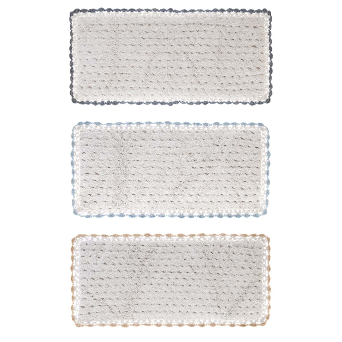 Tappeto rettangolare in cotone con crochet colori ass. - 60x130 cm - Blanc Mariclo