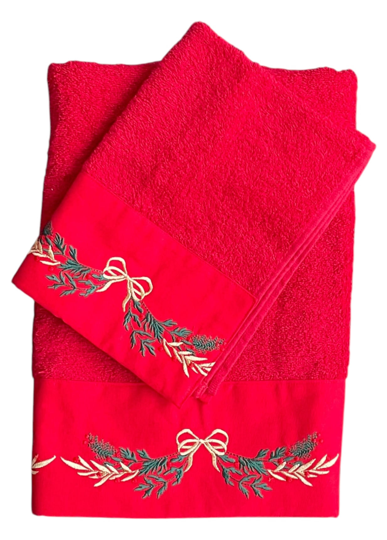 Set asciugamani natalizio viso+ospite in spugna FANCY - 40x60+60x110 cm - Vari colori - Clodette