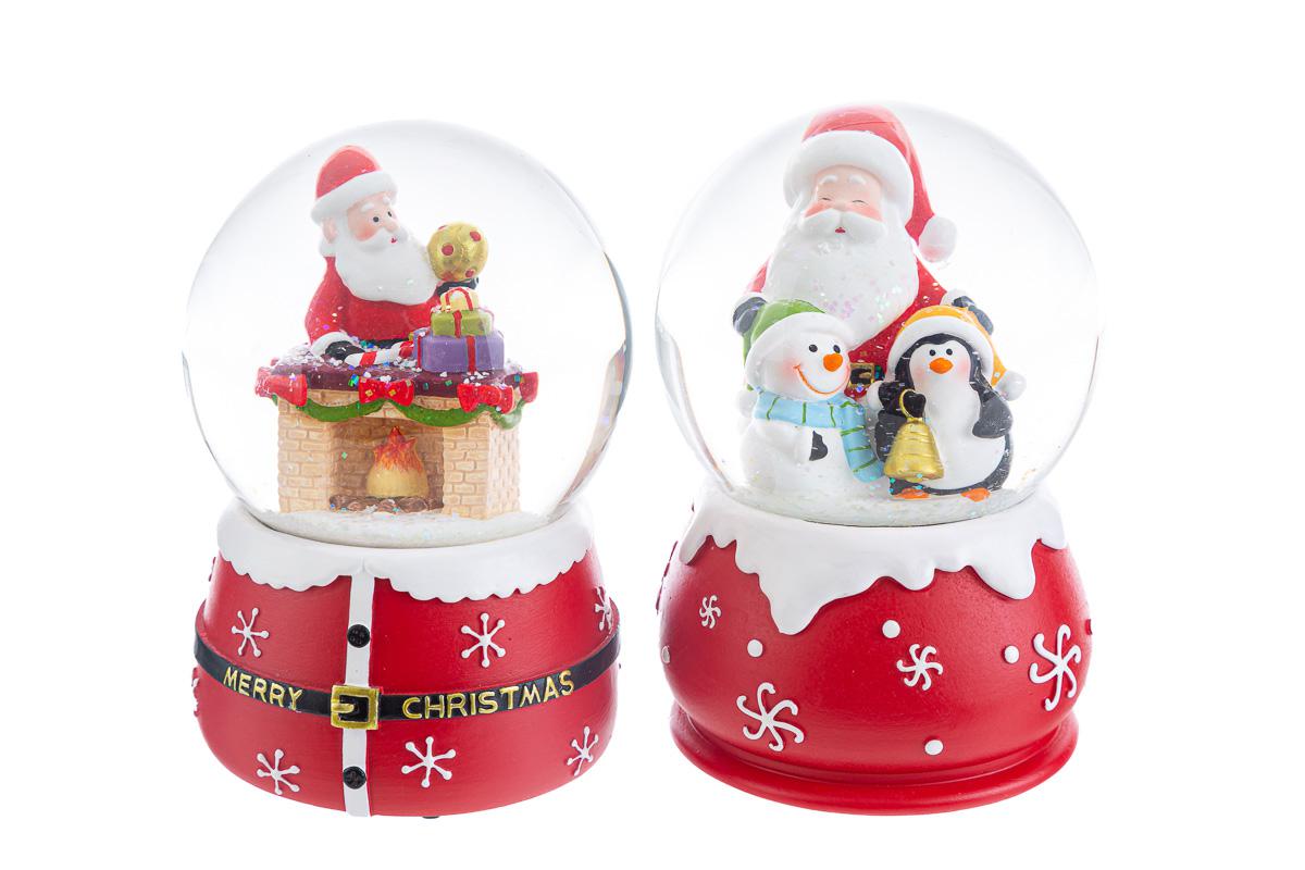 Carillon ampolla babbo natale - 2 assortiti - 10x10x15 cm
