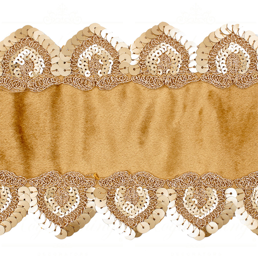 Rotolo di nastro in velluto oro con bordi in paillettes oro - 457x15 cm - Goodwill