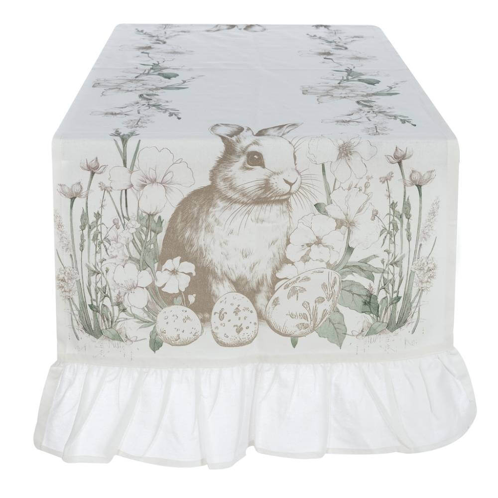 Runner con gala in cotone con stampa pasquale