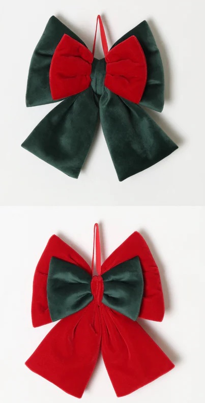 Fiocco in velluto rosso/verde -  20 cm - Fiori di Lena