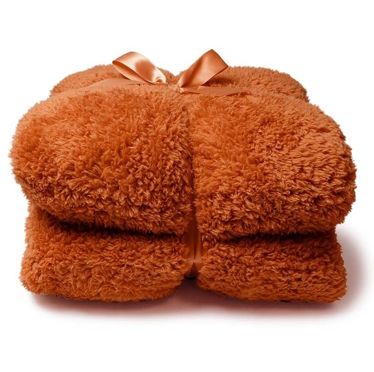 Plaid in pelliccia arancione Teddy - 150x200 cm - Unique Living
