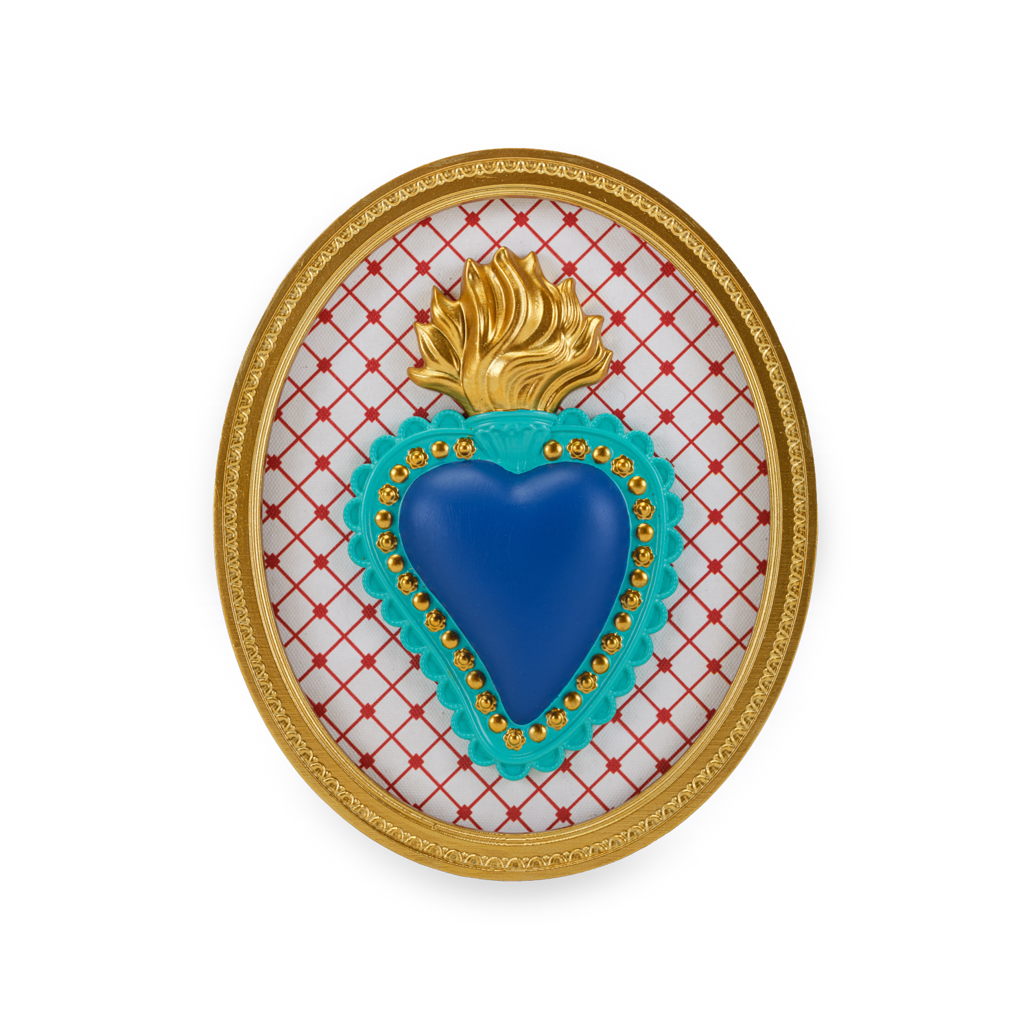 Cornice ovale c/cuore e rombi bianchi