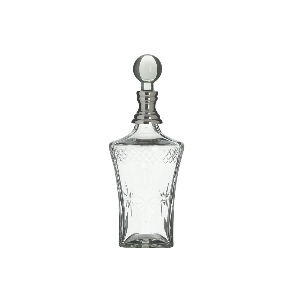 Bottiglia in vetro e metallo argento - 11x11x30 cm - Fiorentino Home