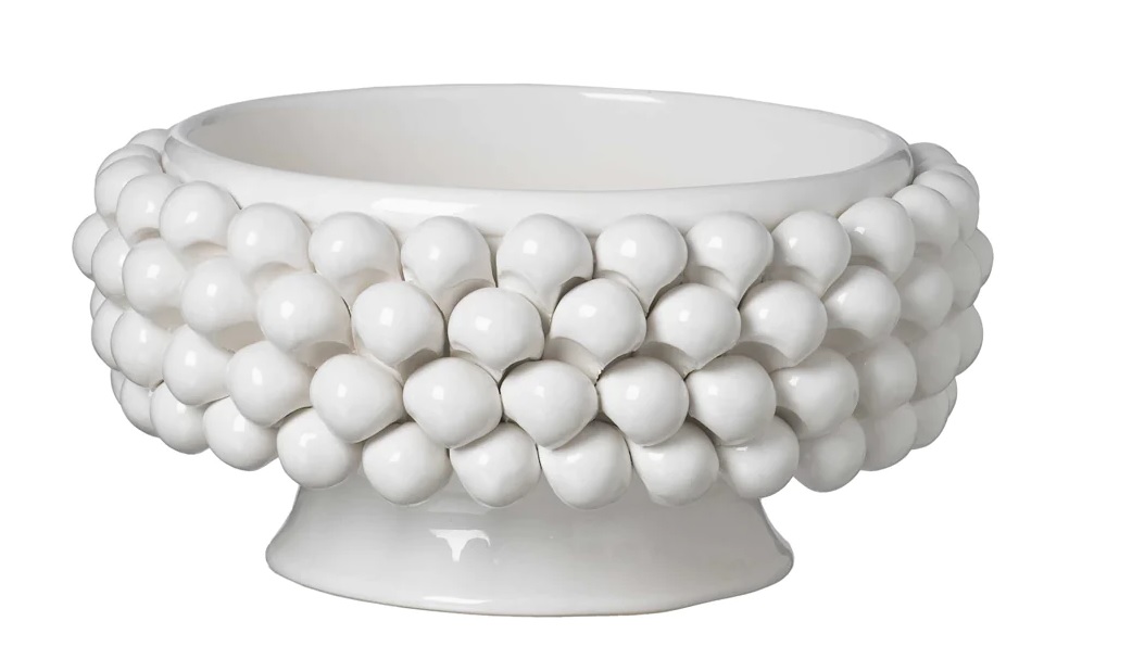 Centrotavola pigna bianco in ceramica - 33x33x17 cm - Gli Alberelli