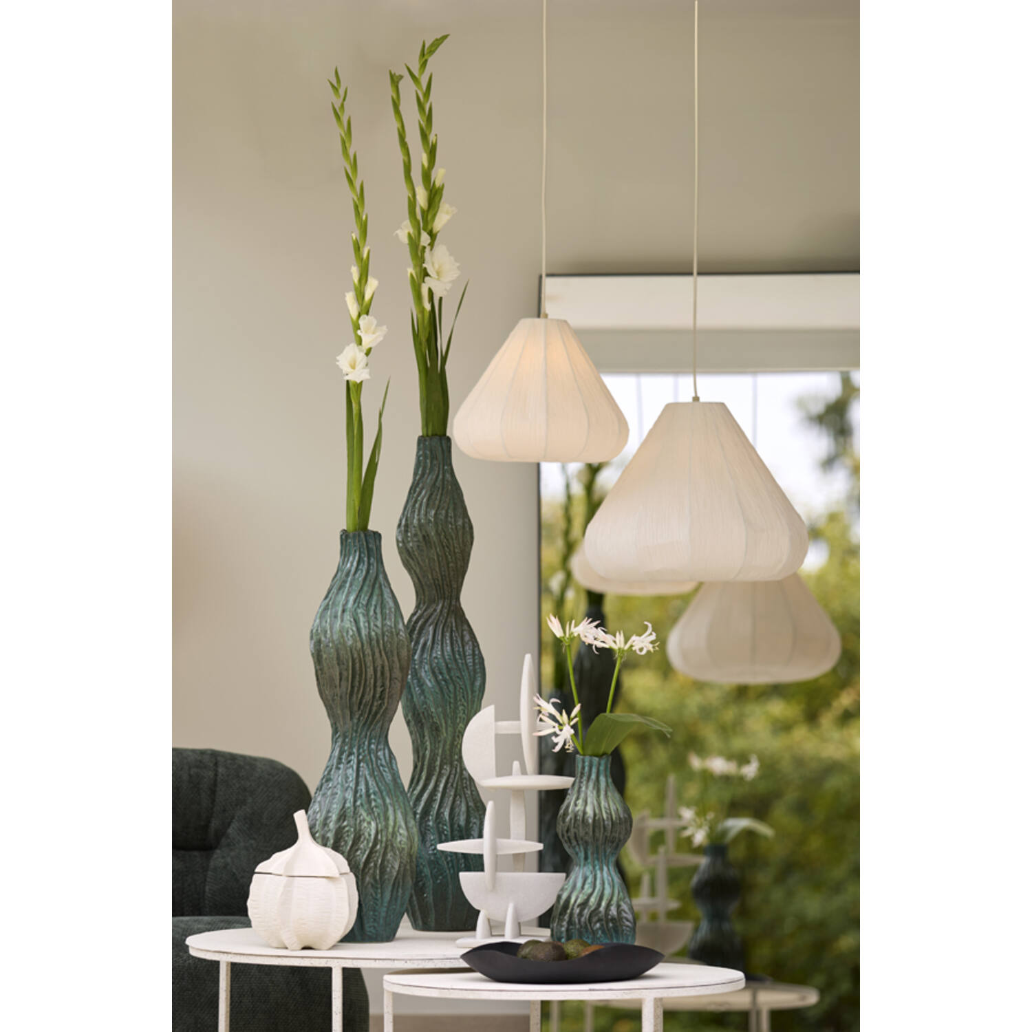 Vaso decorativo in ceramica petrolio VANIA - H.39x15.5x16.5 cm - Light e Living