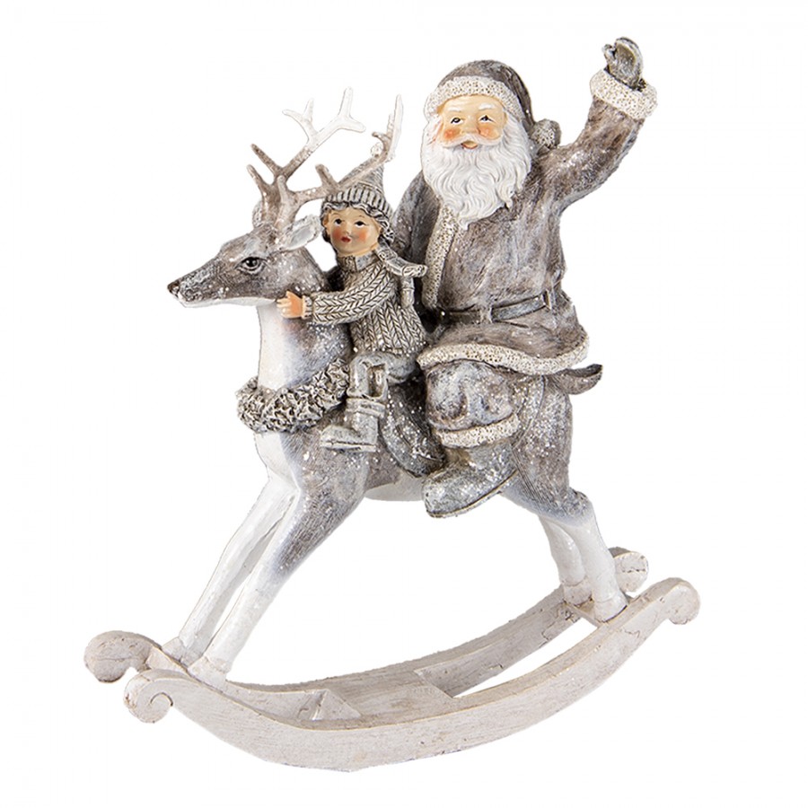 Statuetta babbo natale su renna in resina - H.22 cm - Clayre e Eef