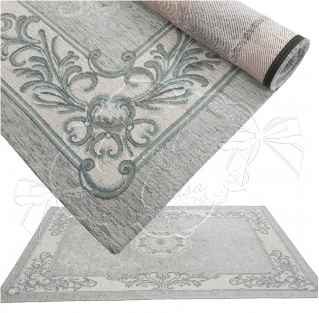 Tappeto con antiscivolo jacquard Swamy celeste polvere - 85x150 cm - Coccole di Casa
