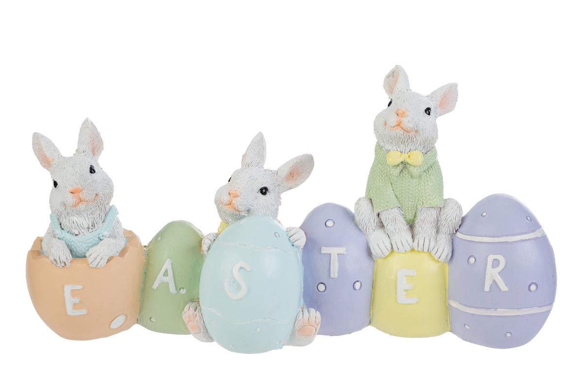 Scritta Easter in resina con coniglietti - H.12x24.5 cm - Le Stelle