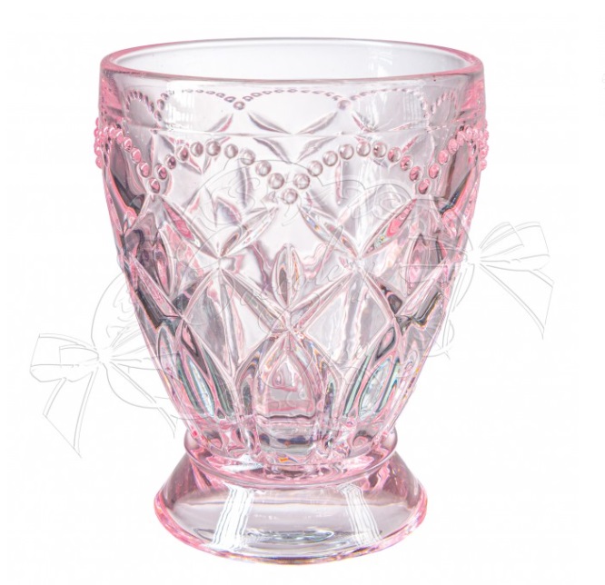 Set 6 bicchieri acqua in vetro rosa cipria PEARL - H.10x8 cm - 240 ML - Coccole di Casa