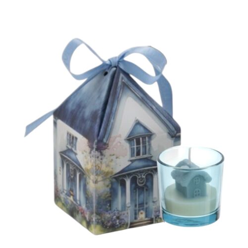 Mini candela profumata casetta Cottage in vetro - vari colori - 5 cm - Hervit