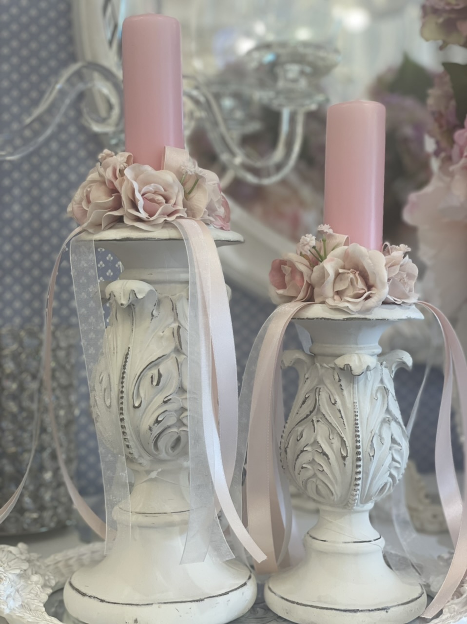 set da 2 pezzi Portacandela in ceramica per candela aroma Liseng decorazione per la casa aroma aroma motivo floreale 