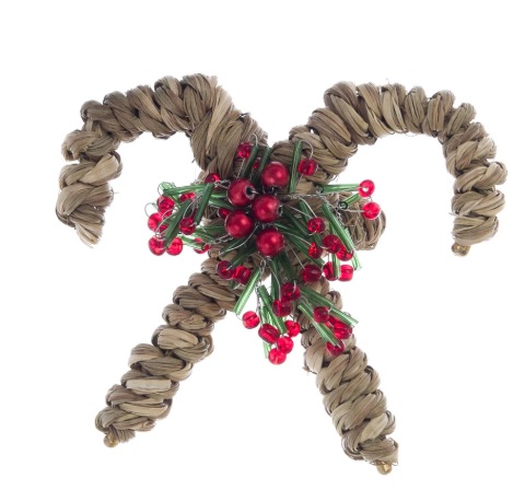Legatovagliolo candy cane in paglia - 10x10 cm - Blanc Mariclo