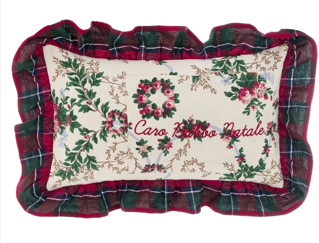 Cuscino natalizio con tasca per letterina con gala - 50x30 cm - Collezione Christmas Poem - Blanc Mariclo