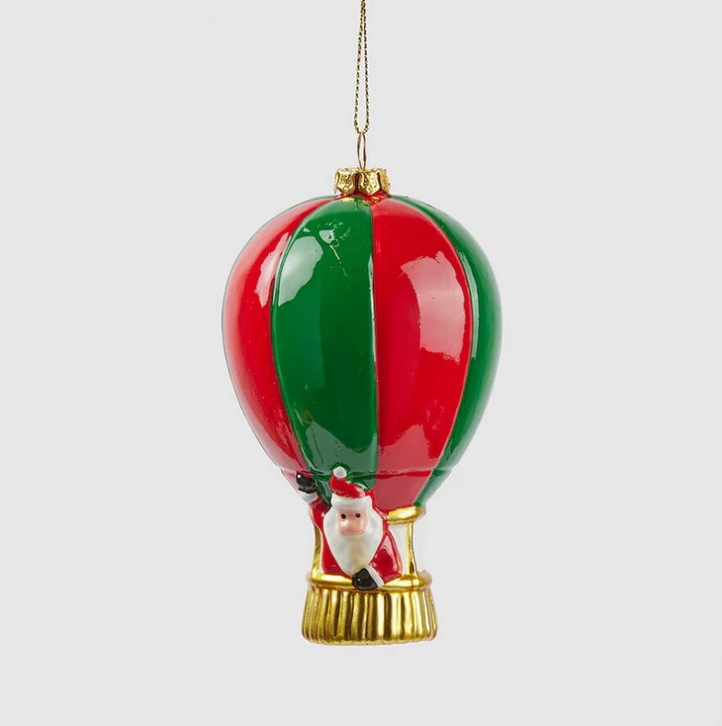 Decorazione babbo in mongolfiera da appendere in plastica - H.12x7 cm - EDG