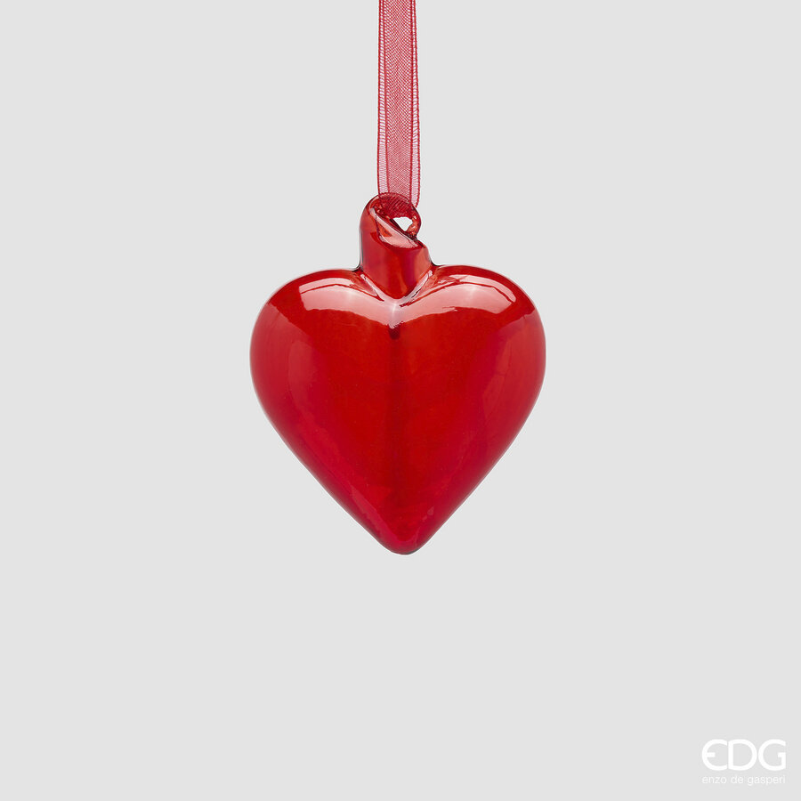 Decoro cuore in vetro da appendere - diam.6 cm - EDG