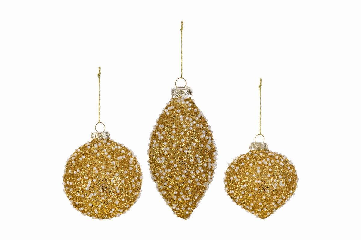 Set 3 palline in vetro mix gold - diam. 8 cm - Le Stelle
