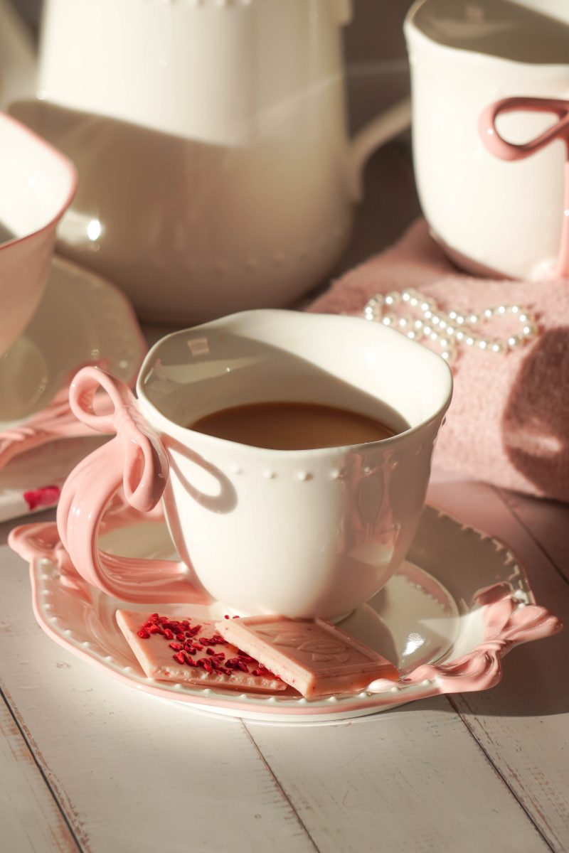 Tazza e piattino Ribbon Grace in porcellana - ml 250 - Isabelle Rose