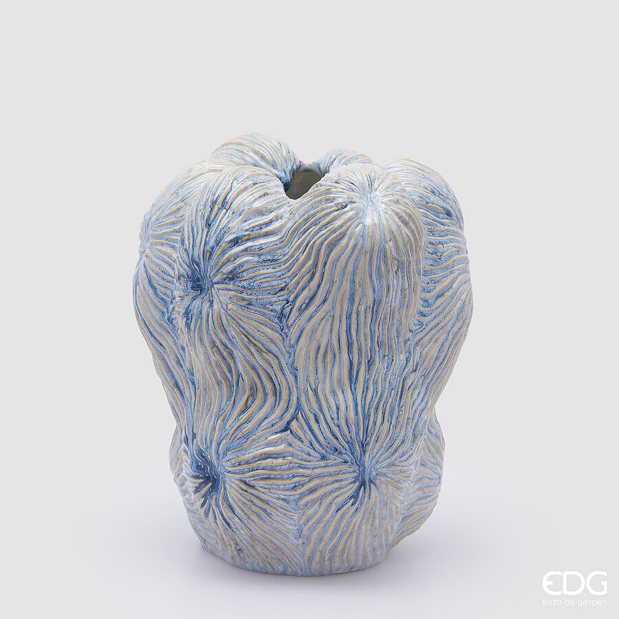 Vaso chakra marino in ceramica blu - H.30x24.5 cm - EDG