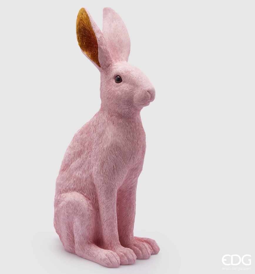 Coniglio in resina rosa - H. 54 cm - EDG